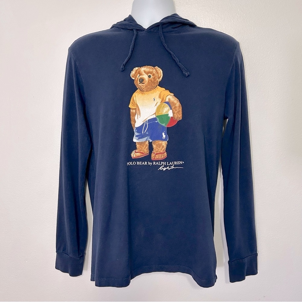 Polo Ralph Lauren Mens Jersey Navy Blue Beach Ball Hoodie Shirt